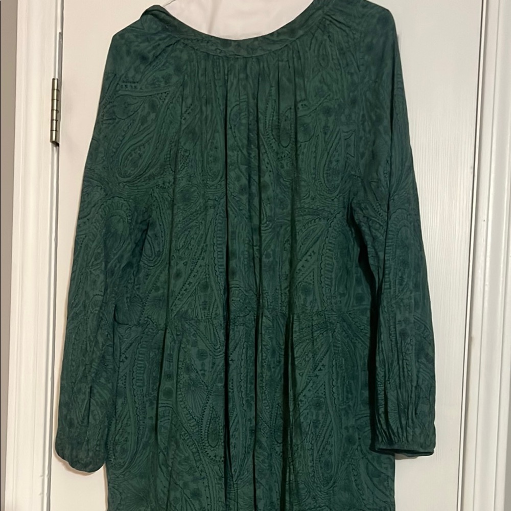 Green Paisley Long Sleeve Dress